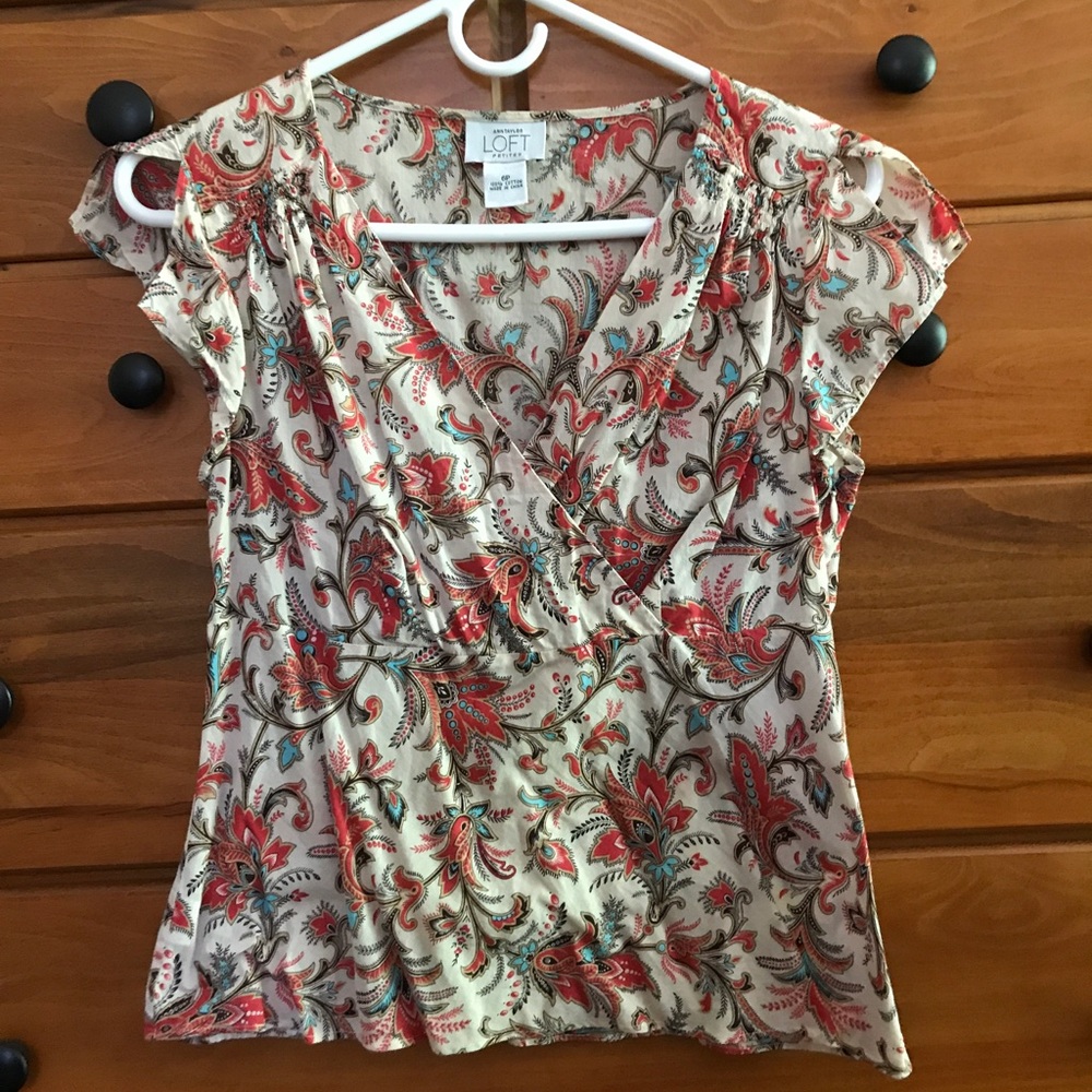 ANN TAYLOR LOFT Floral Cotton Blouse